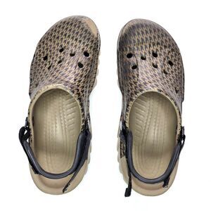 Crocs Unisex Brown Black Houndstooth Foam Clog Shoes size 10 Mens 12 Womens